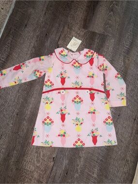 The Beaufort Bonnet Company Pink Floral Vase Print Long-Sleeve Dress